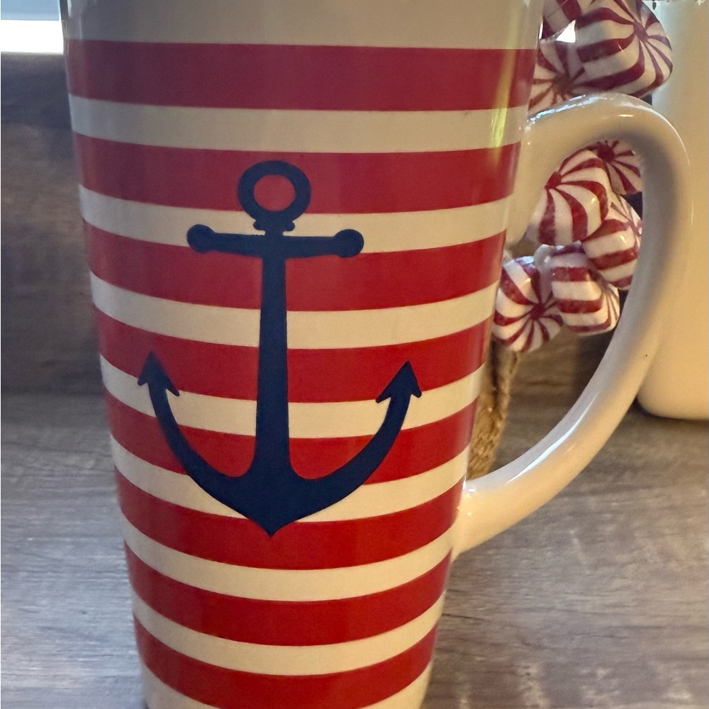 Nautical Red and White Striped Mug